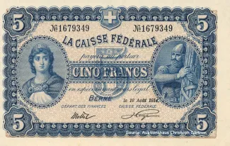 Switzerland 5 Francs, 1914 obverse
