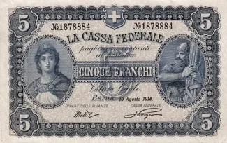 Switzerland 5 Francs, 1914 obverse