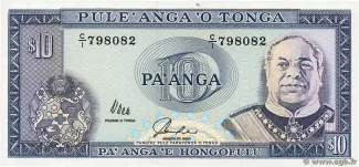 Tonga 10 Pa'anga - Taufa'ahau, 1992-1995 obverse