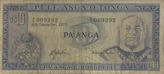 Tonga 10 Pa’anga, 1973-1981 obverse