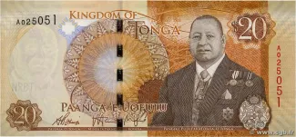 Tonga 20 Pa'anga, 2015 obverse