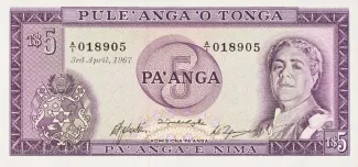 Tonga 5 Pa'anga "Reine Salote", 1967-1973 obverse