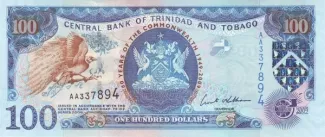 Trinidad and Tobago 100 Dollars, 2009 P-52 obverse