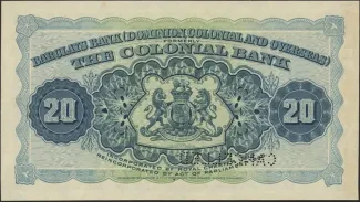 Trinidad and Tobago 20 Dollars, 1926 reverse