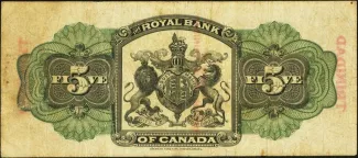 Trinidad and Tobago 5 Dollars, 1909 reverse