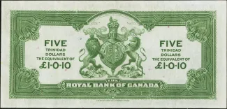 Trinidad and Tobago 5 Dollars, 1920 reverse
