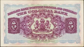 Trinidad and Tobago 5 Dollars, 1937-1941 reverse