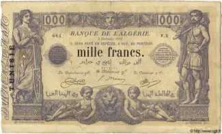 Tunisia 1.000 Francs, 1918-1924 obverse