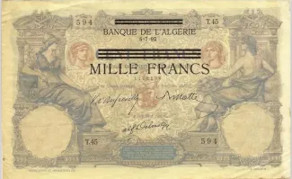 Tunisia 1.000 Francs, 1942-1943 obverse