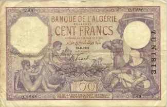 Tunisia 100 Francs, 1921-1936 obverse