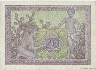 Tunisia 20 Francs, 1943-1945 reverse