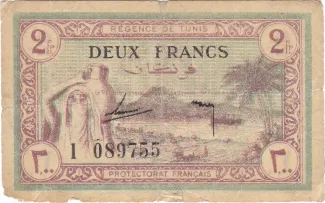 Tunisia 2 Francs, 1943 obverse