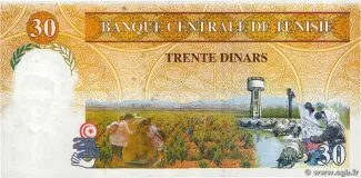 Tunisia 30 Dinars, 1997 P-89 reverse