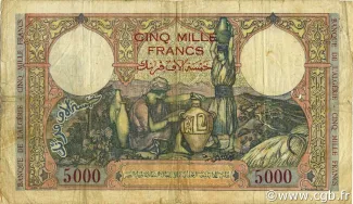 Tunisia 5.000 Francs, 1942 reverse