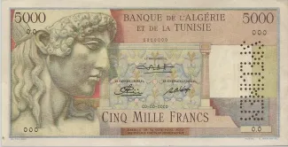 Tunisia 5.000 Francs, 1949-1955 obverse