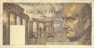 Tunisia 5.000 Francs, 1950-1952 obverse