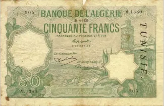 Tunisia 50 Francs, 1928-1936 obverse
