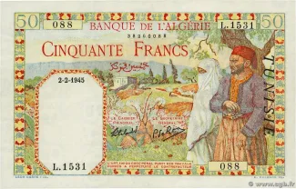 Tunisia 50 Francs, 1942-1945 obverse