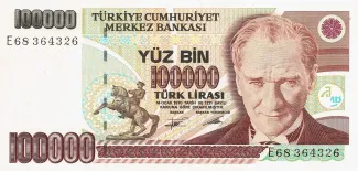 Turkey 100.000 Lira, 1994 image