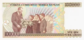 Turkey 100.000 Lira, 1991-1994 reverse