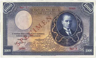 Turkey 1,000 Liri,  obverse