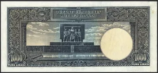 Turkey 1.000 Lira, 1939 reverse