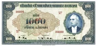 Turkey 1.000 Lira, 1946 image