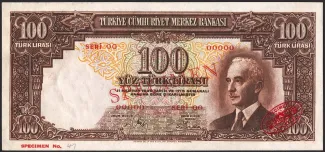 Turkey 100 Liri,  P-137 obverse