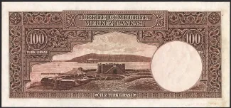 Turkey 100 Liri,  P-137 reverse