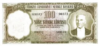Turkey 100 Lira, 1956 image