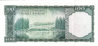 Turkey 100 Lira, 1956 reverse