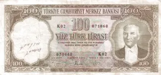 Turkey 100 Lira, 1958 image