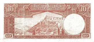 Turkey 10 Lira, 1938 reverse