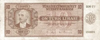 Turkey 10 Lira, 1942 image