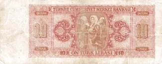 Turkey 10 Lira, 1942 reverse