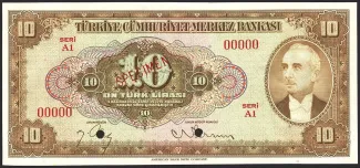 Turkey 10 Lira, 1948 image