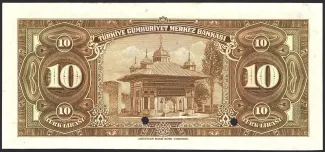 Turkey 10 Lira, 1948 reverse