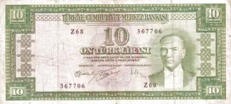 Turkey 10 Lira, 1961 image