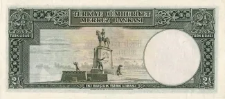 Turkey 2 Lira, 1939 reverse