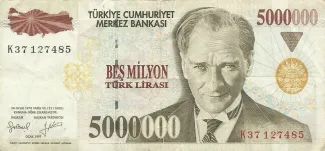 Turkey 5.000.000 Lira, 1997 image