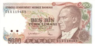 Turkey 5.000 Lira, 1988 image