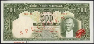 Turkey 500 Lira, 1939 image