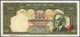 Turkey 500 Lira, 1940 image