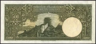 Turkey 500 Lira, 1940 reverse