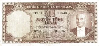 Turkey 500 Lira, 1953 image
