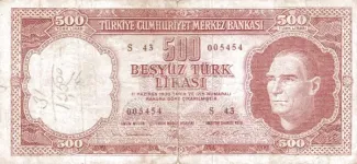 Turkey 500 Lira, 1962 image