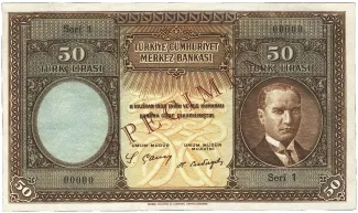 Turkey 50 Liri,  obverse