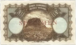 Turkey 50 Liri,  reverse