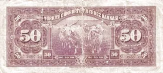 Turkey 50 Lira, 1942 reverse