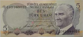 Turkey 5 Lira, 1968 image